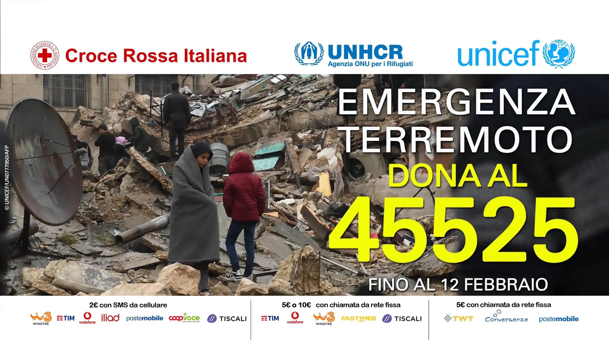 Terremoto: aiuta con un SMS al 45525