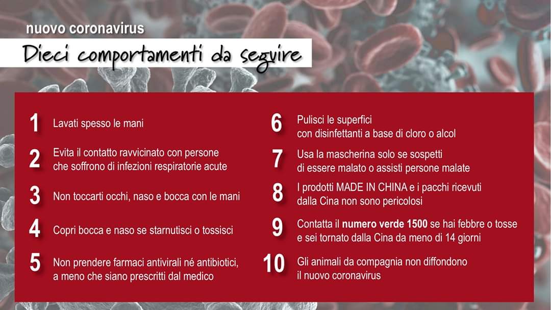 Coronavirus - aggiornamento domenica 1 marzo 