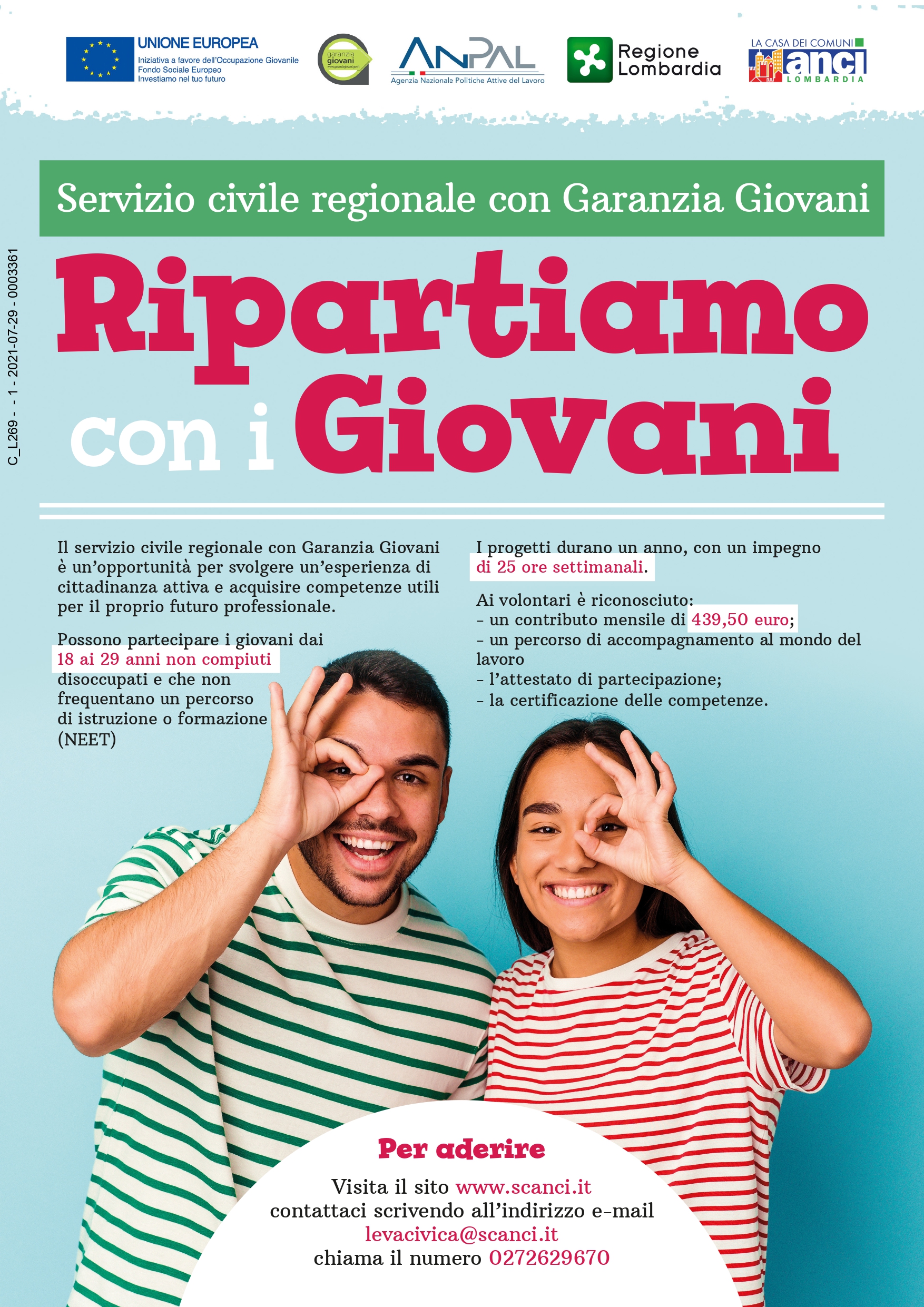 Servizio civile regionale al via le iscrizioni